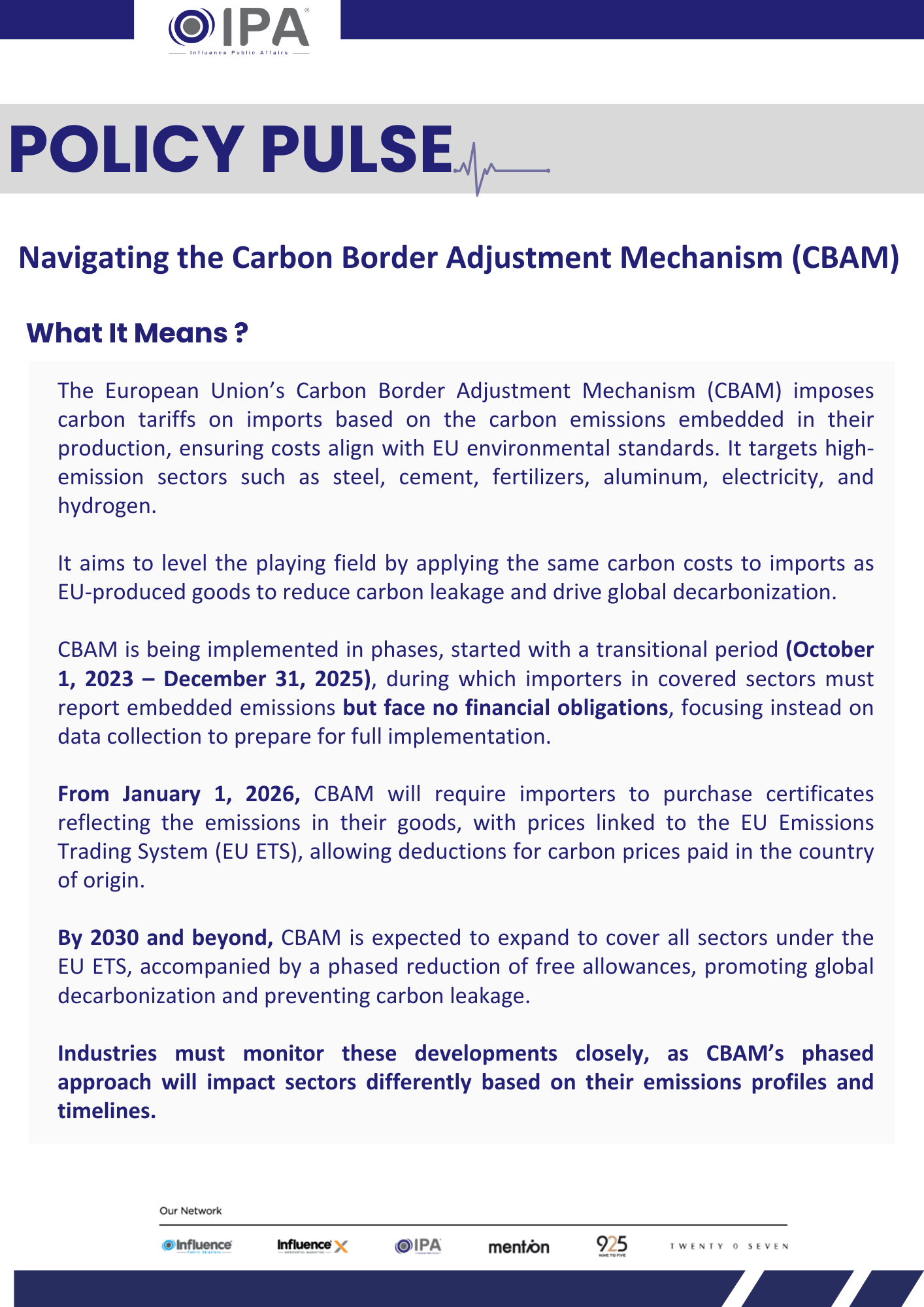 Policy Pulse - the Carbon Border Adjustment Mechanism (CBAM)